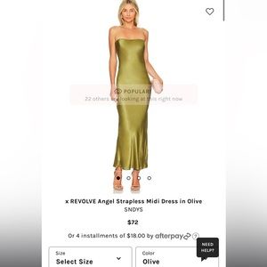 Strapless Green SNDYs dress. Size: 8